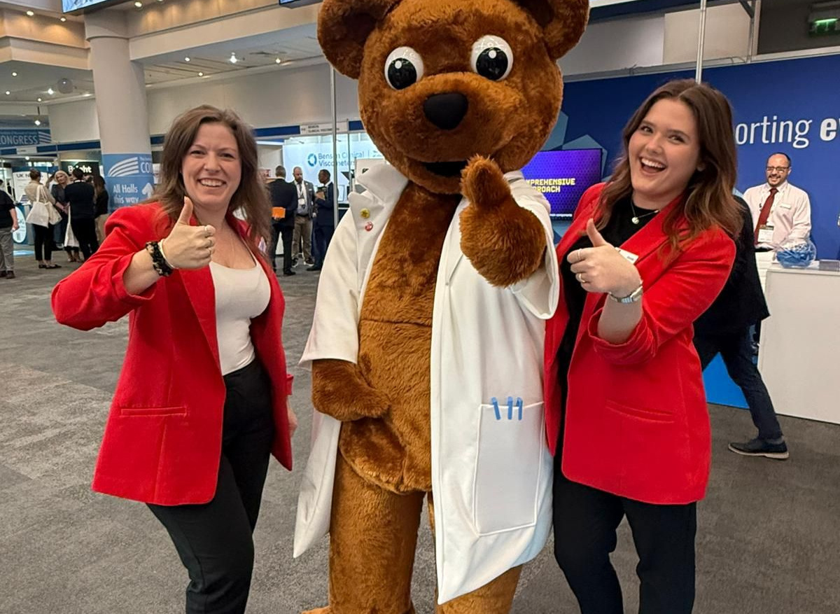 Harvey Bear with the Step Exhibitions team