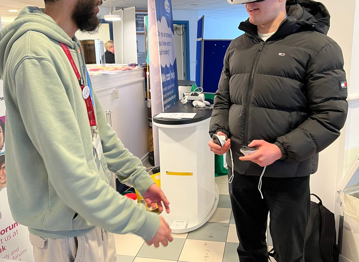 Student using VR headset