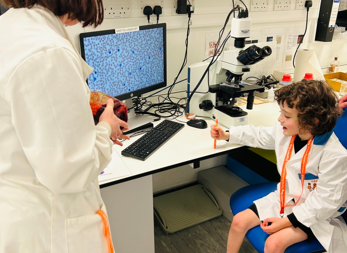 Reviewing results on the lab computer