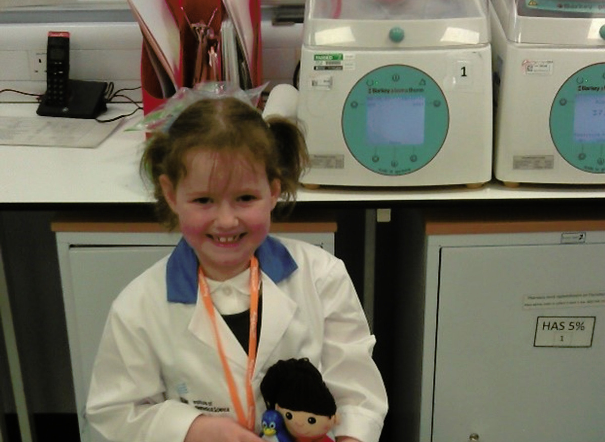 Abigail first got kitted out in her Harvey’s Gang Lab coat and ID badge