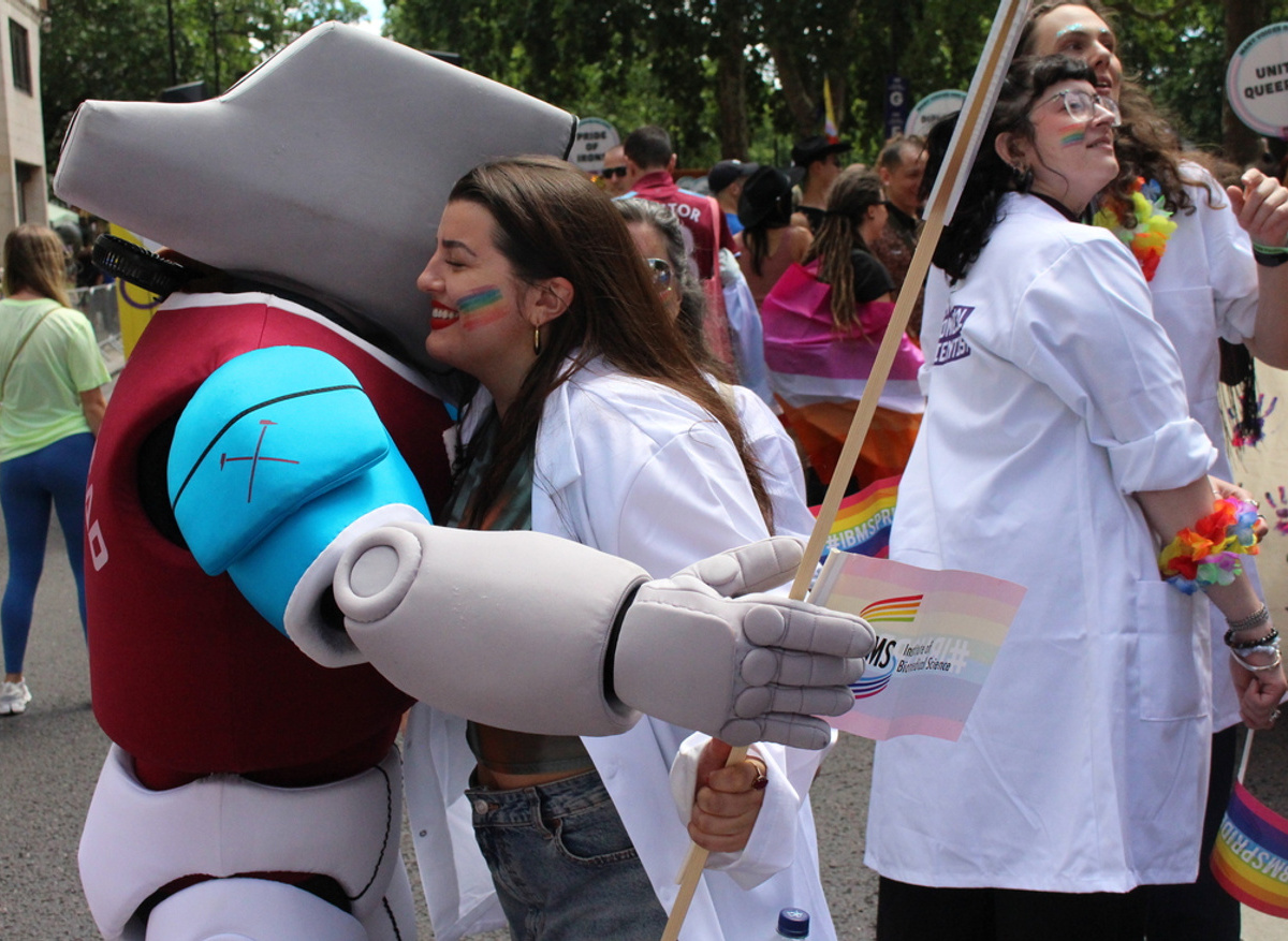 The IBMS meets West Ham's official mascot, Hammerhead
