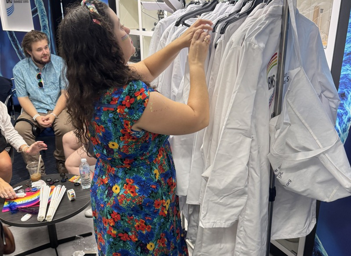 Choosing the perfect #IBMSPride lab coat for the parade.