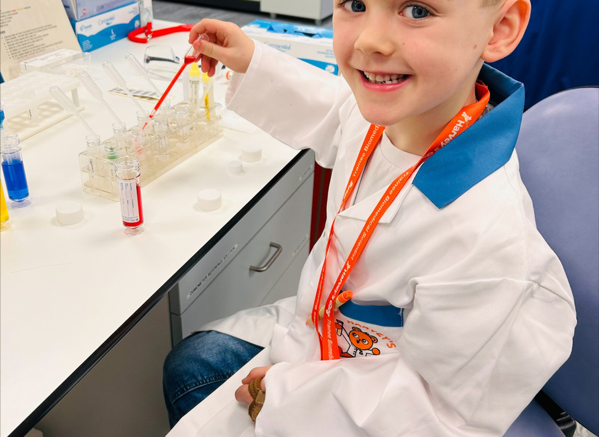 Krue trying out pipetting activities