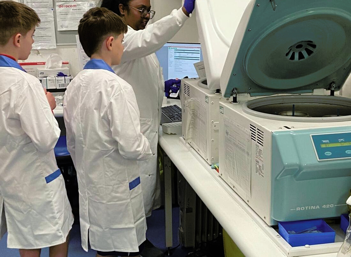 Watching samples spin in the centrifuge before testing